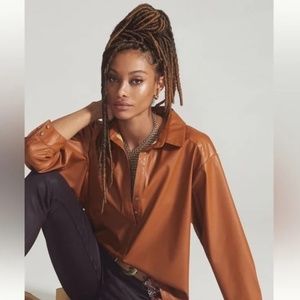 Anthropologie Faux Leather Top | XXSP